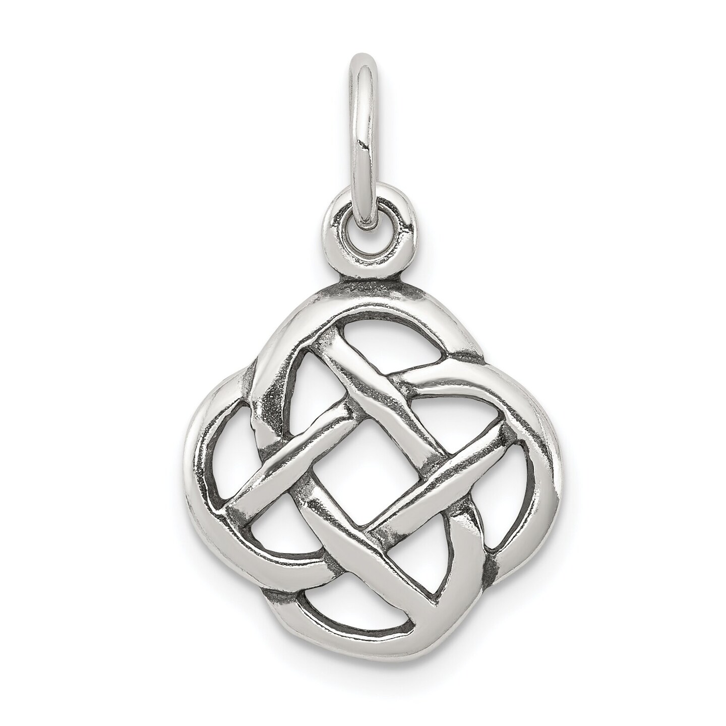 Sterling Silver Antiqued Celtic Knot Charm Pendant Jewerly 23mm x 15mm