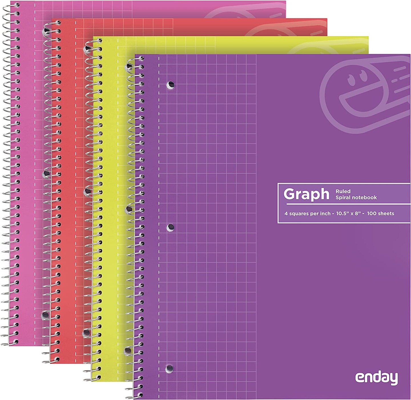 Enday 100 Ct. Quad-Ruled Spiral Notebook