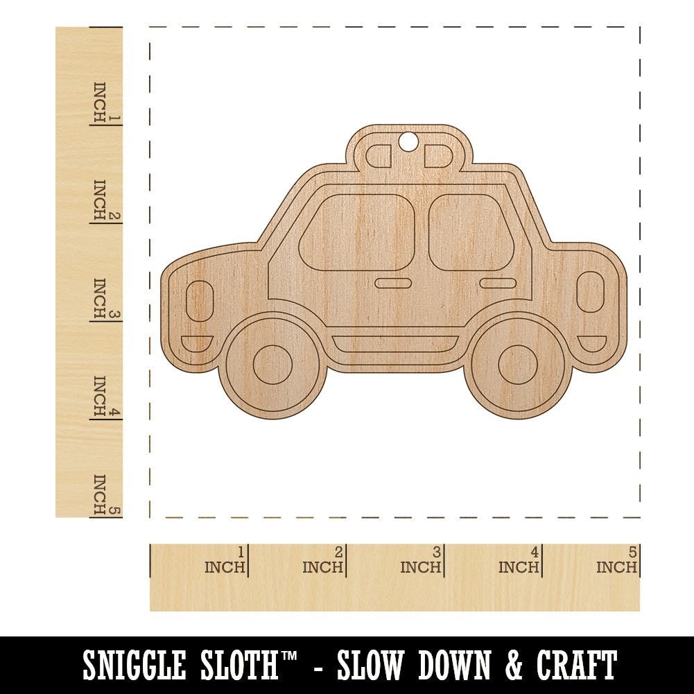 Police Cop Car Vehicle Automobile Unfinished Craft Wood Holiday Christmas Tree DIY Pre-Drilled Ornament