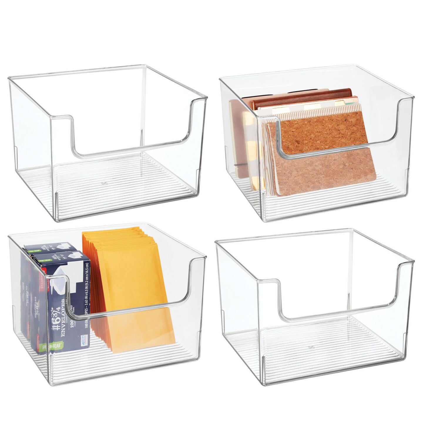 mDesign Plastic Home Office Storage Bin Container, Desk Organizer, 4