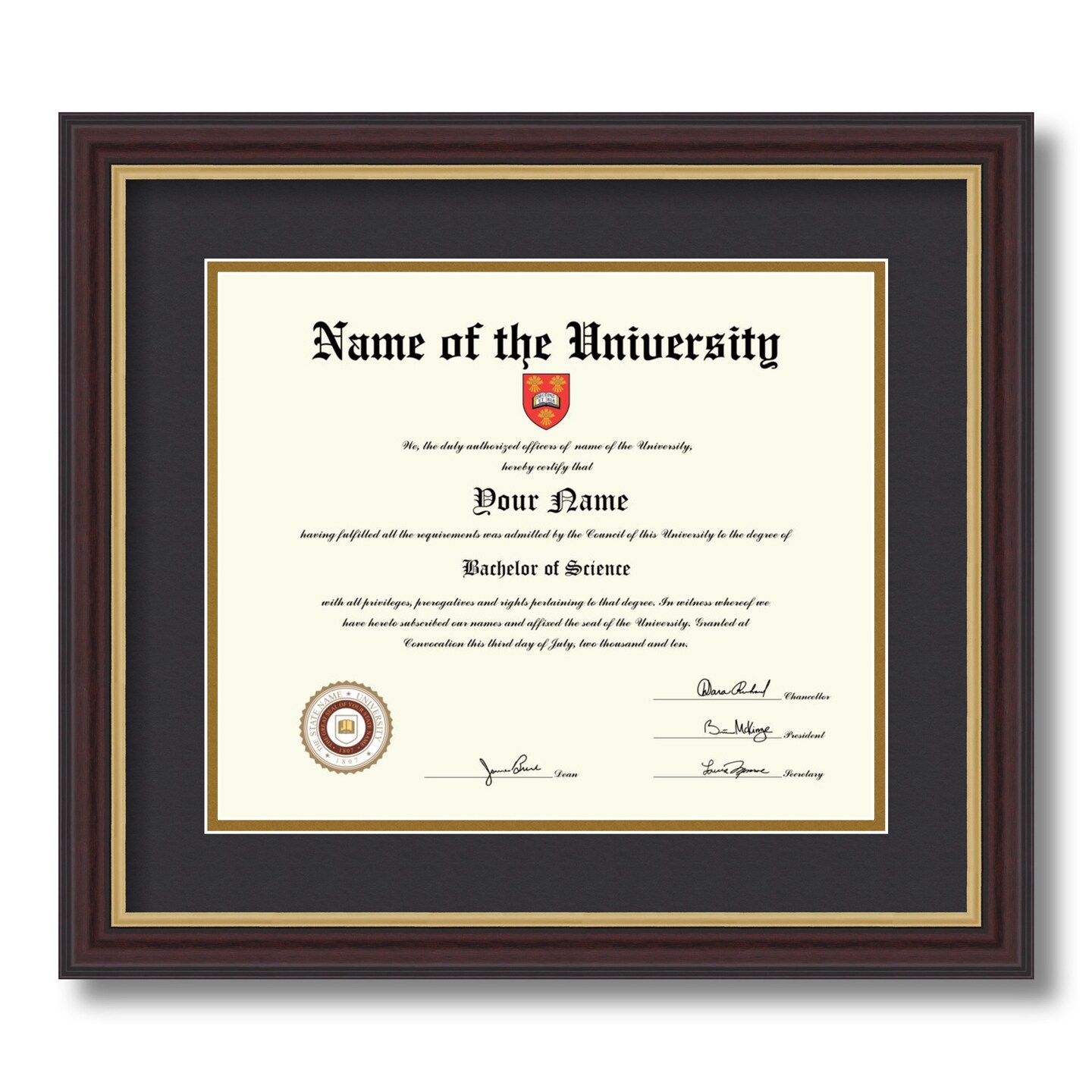 ArtToFrames 10x12 inch Diploma Frame - Framed with Black and Gold Mats, Comes with Regular Glass and Sawtooth Hanger for Wall Hanging (D-10x12)