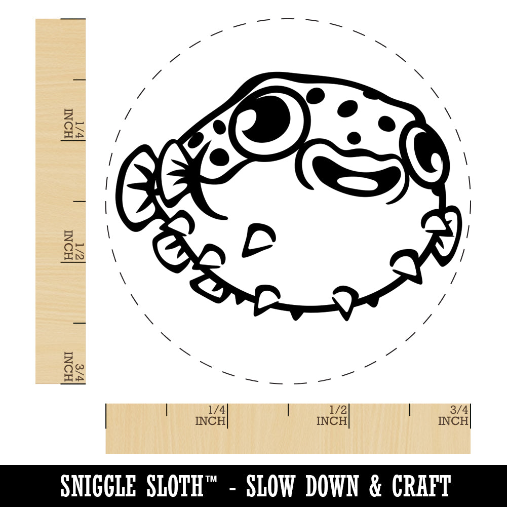 Happy Little Pufferfish Self-Inking Rubber Stamp for Stamping Crafting Planners