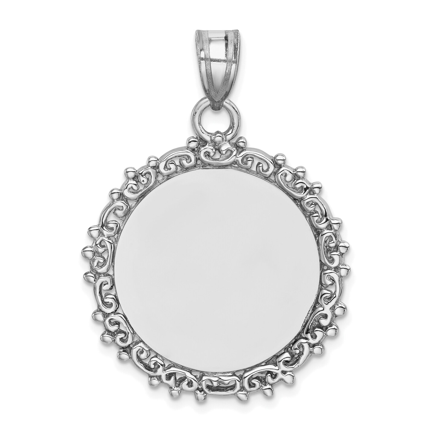 Sterling Silver Fancy Round Pendant Charm Jewelry
