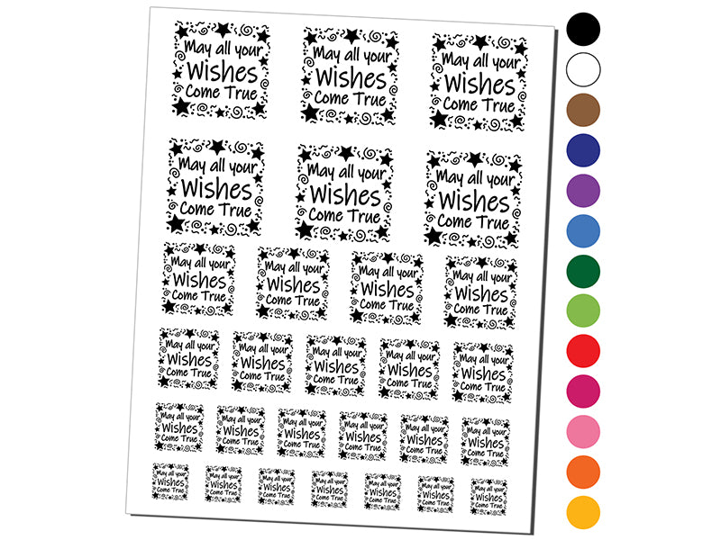 May All Your Wishes Come True Stars Swirls Birthday Temporary Tattoo Water Resistant Fake Body Art Set Collection