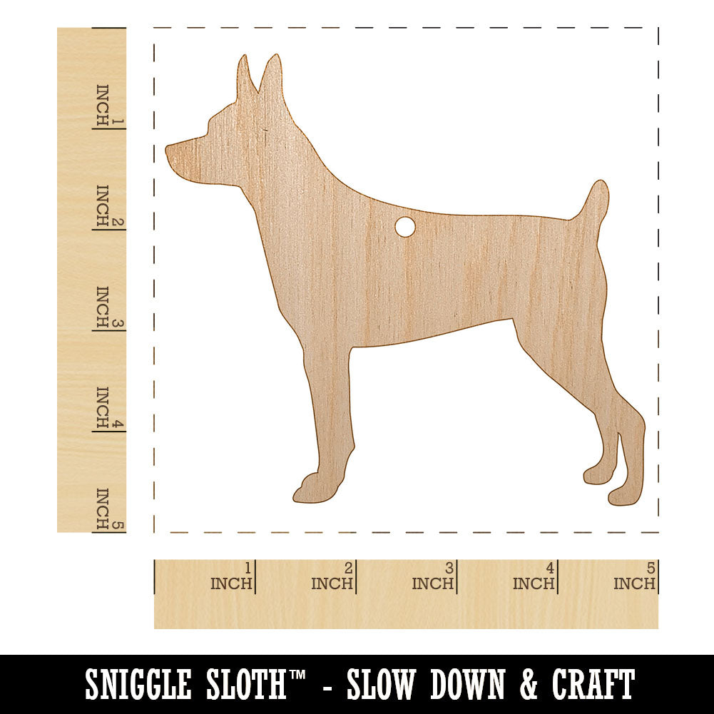 Rat Terrier Dog Solid Unfinished Craft Wood Holiday Christmas Tree DIY Pre-Drilled Ornament