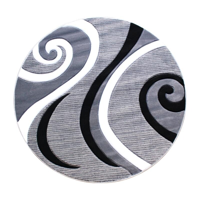 Flash Furniture Athos Collection 8 x 8 Gray Abstract Area Rug - Olefin Rug with Jute Backing - Hallway, Entryway, or Bedroom