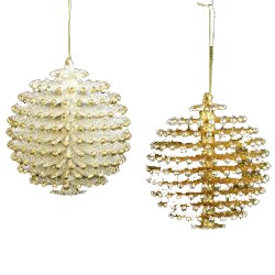 KSA Pack of 12 Seasons of Elegance Silver and Gold Pinecone Ball