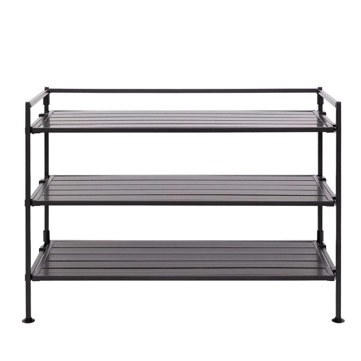 Seville Classics 3-Tier Resin Slat Shoe Rack, 26.5" x 12.2" x 19" - Espresso