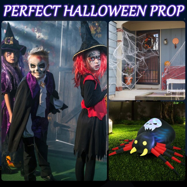 Happy Halloween Inflatable Pumpkin With LED Lights Spooky Ghost Yard Decoration