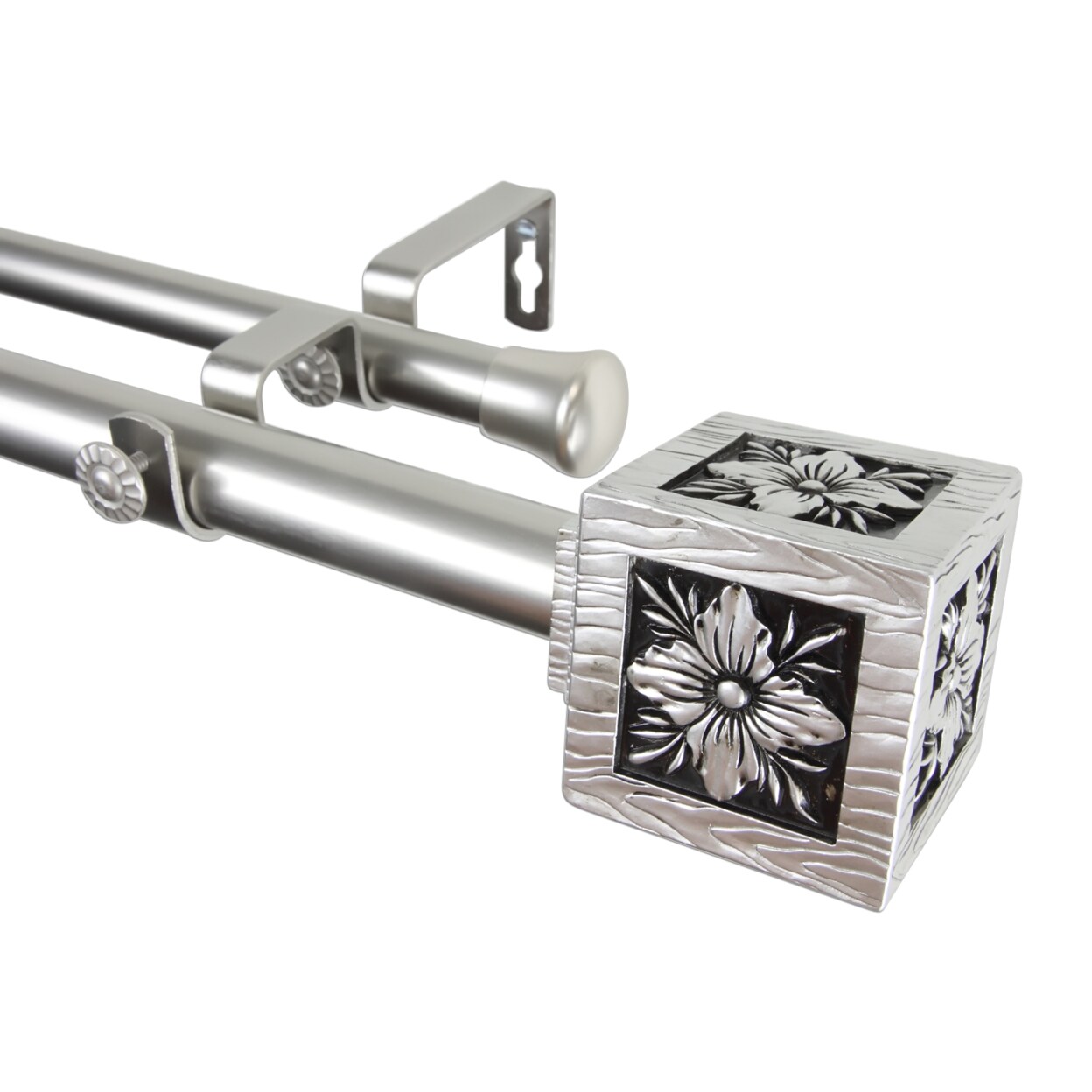 Rod Desyne Ophelia Double Curtain Rod 48-84 inch - Satin Nickel