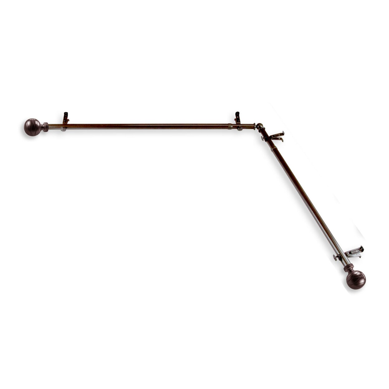 Rod Desyne   Arman 13 by 16&#x22; Corner Window Curtain Rod - Cocoa