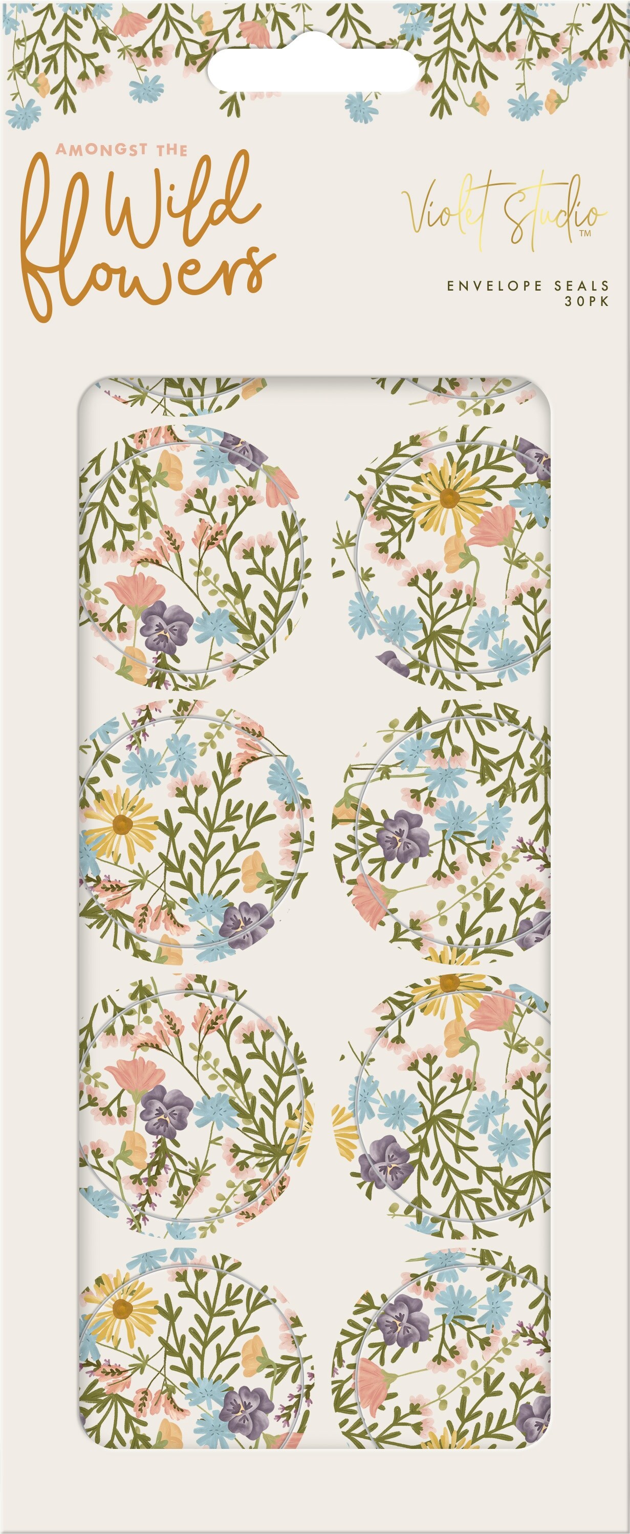 Violet Studio Envelope Seals 30/Pkg-Amongst The Wildflowers