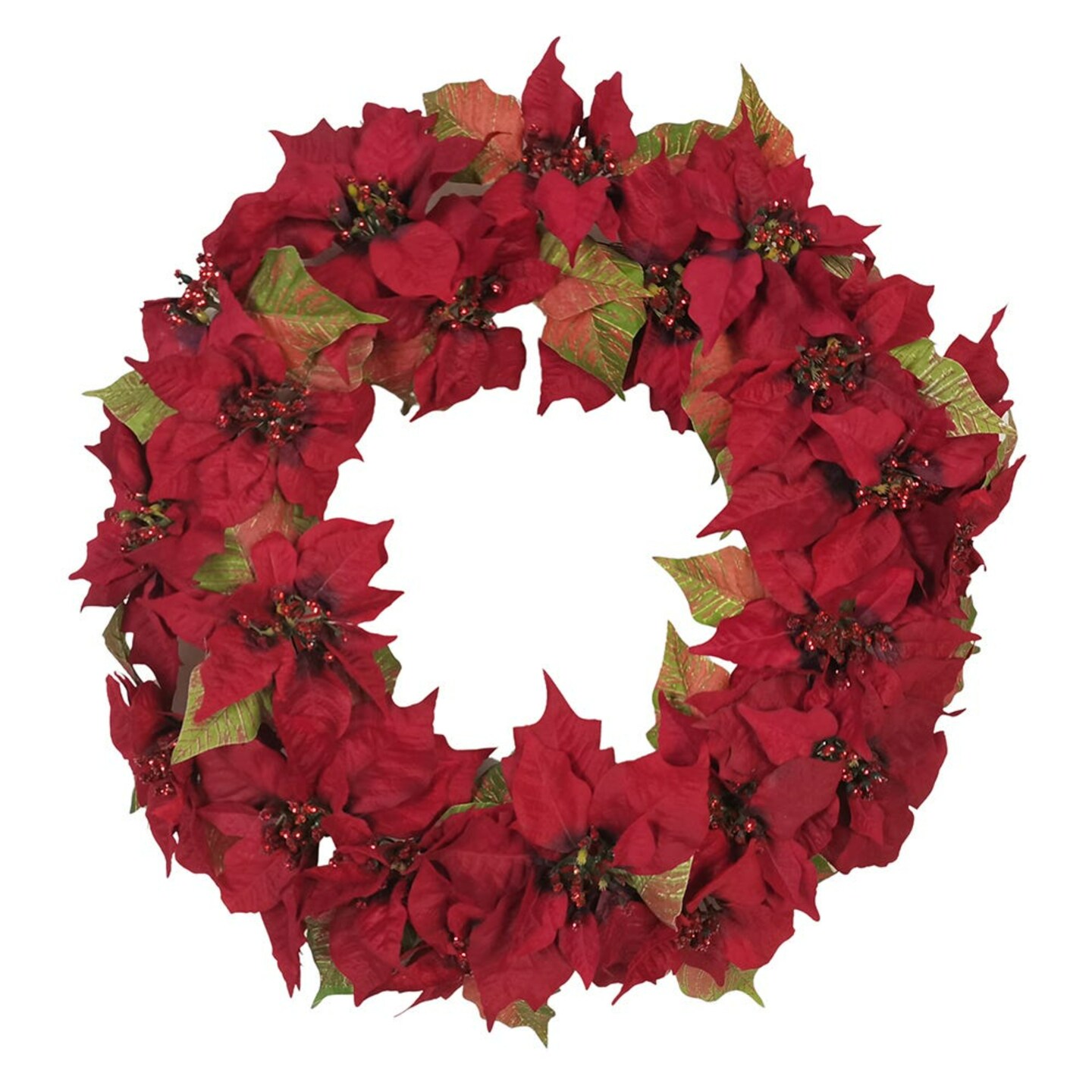 KSA Poinsettia Artificial Christmas Wreath, 24Inch, Unlit Michaels