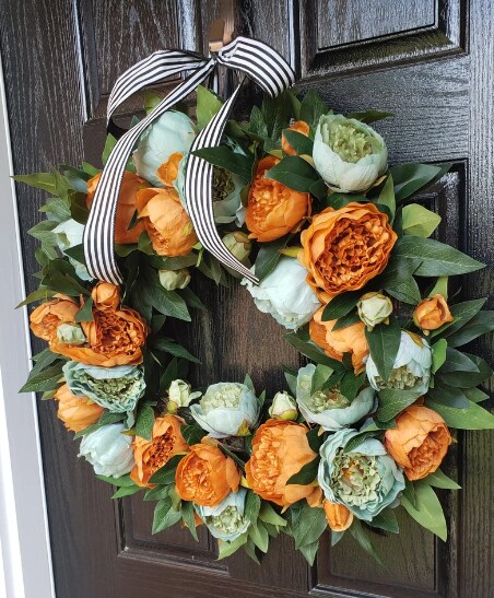 Fall Peony and Pumpkin Wreath,Year Round Wreath,Fall shops Wreath,Fall Wreaths for Front Door,Year Round Wreath,Front Door Wreath,,Hydrangea