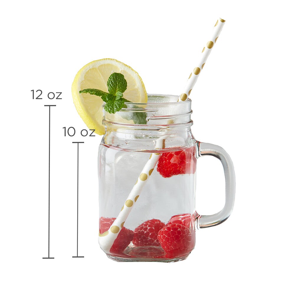 Kate Aspen 12 oz. Mason Jar Mugs With Handles &#x26; Solid Lid | Kitchen Drinking Glass Cups | DIY Baby Shower Favors, Candy Jars, Rustic Wedding Decor and Party Favors