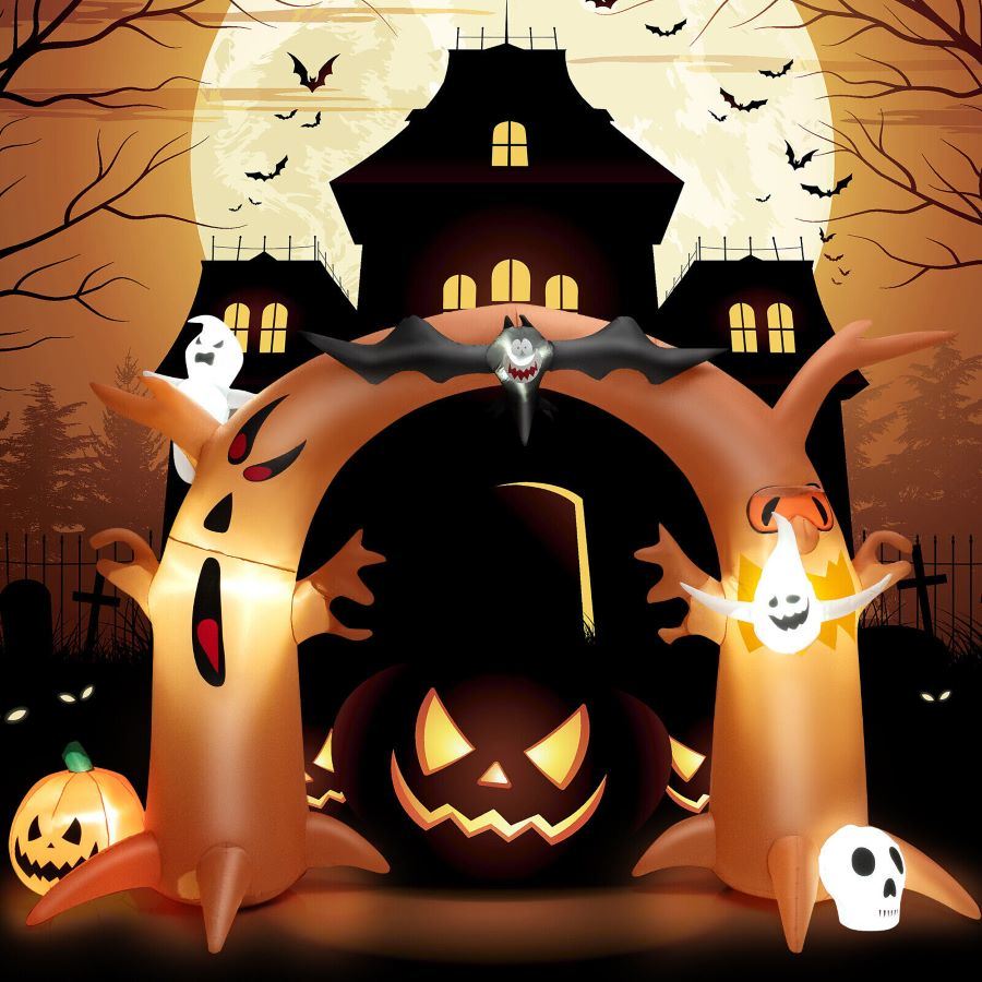 Halloween Outdoor Spooky Tree Monster Ghost Blow Up Yard Decoration With Built-In Led Lights
