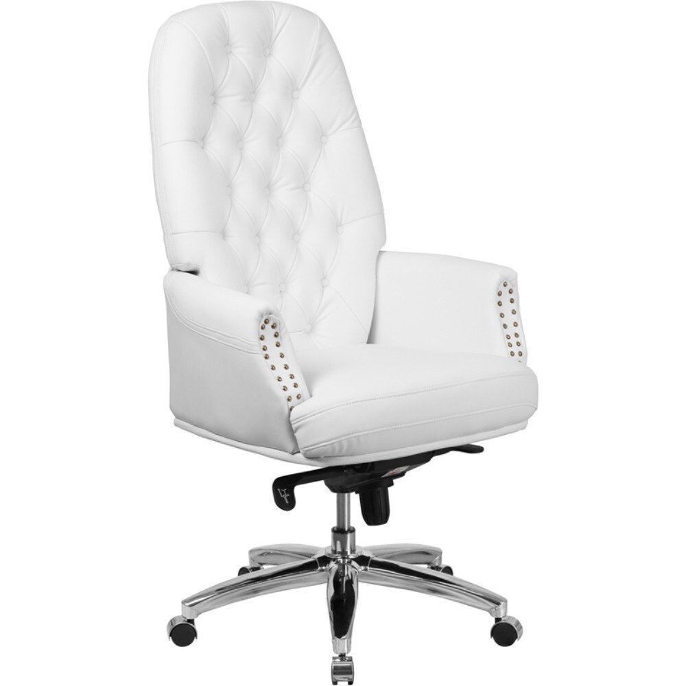 Flash Furniture High Back Traditional Leather Multifunction Executive Swivel Chair,White