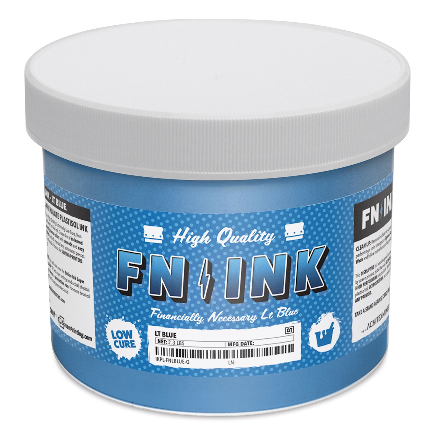 FN Ink Plastisol Screen Printing Ink - Light Blue, Quart