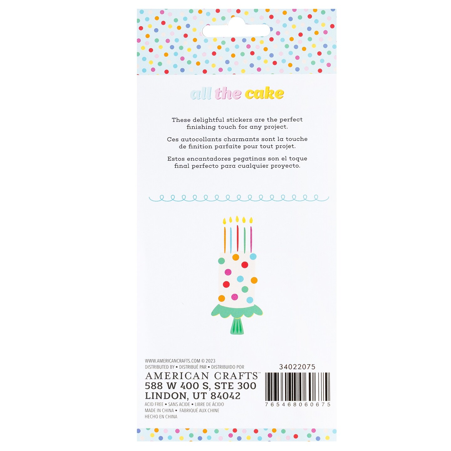 Pebbles All The Cake Puffy Stickers 4"X6" 120/Pkg-Alpha W/Foil Finish