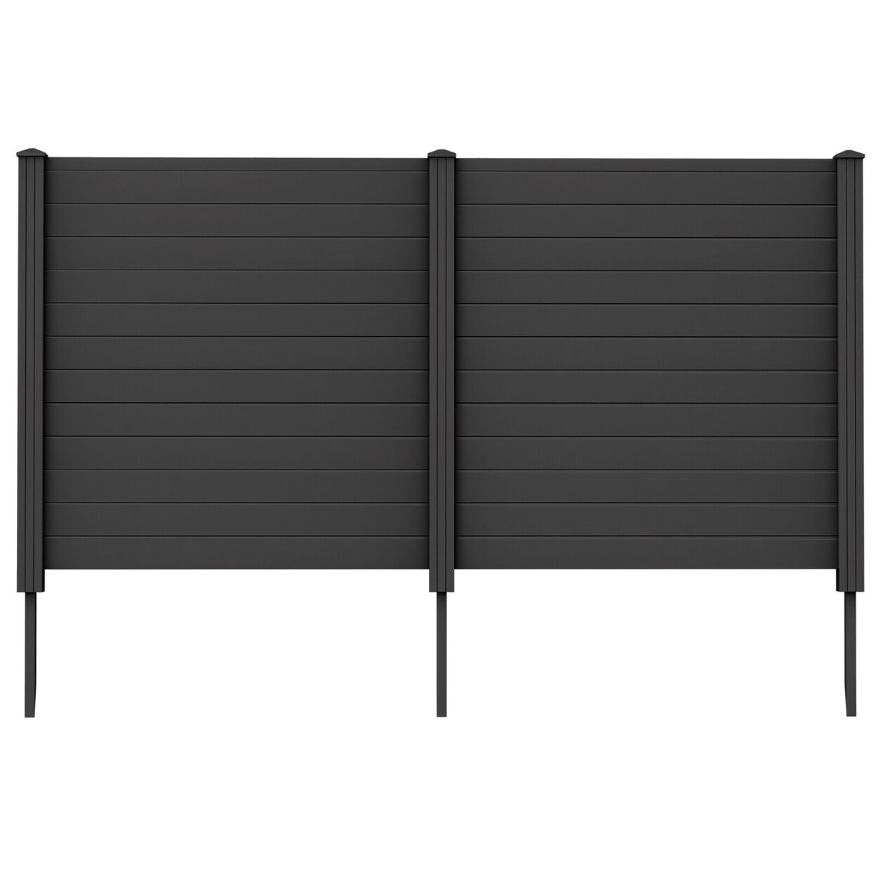 Gymax Outdoor PVC Privacy Panels 2-Pack Picket Fence W/ 3 Cuspidal Foot Stakes Black