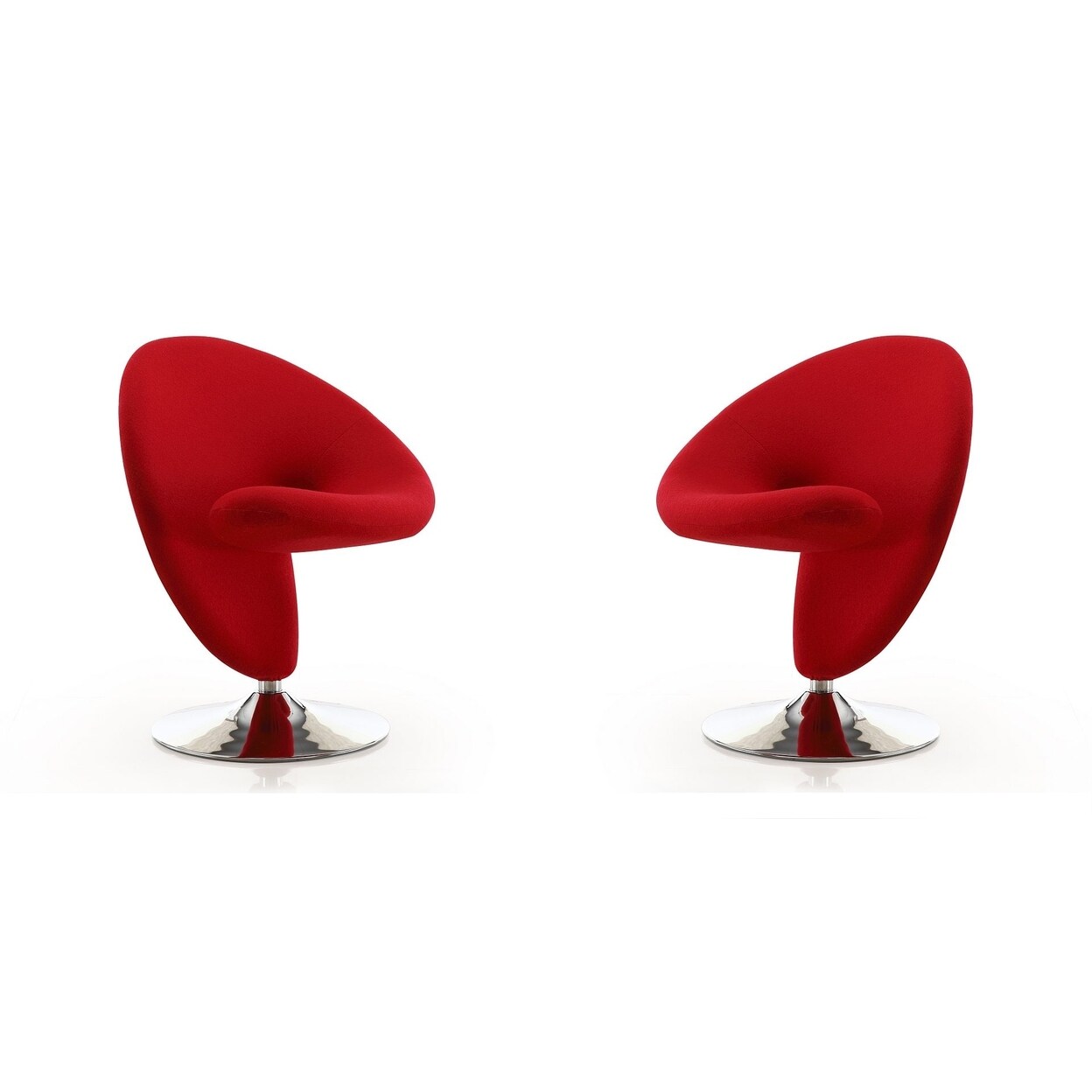 Manhattan Comfort Curl Yellow and Polished Chrome Wool Blend Swivel Accent Chair (Set of 2)