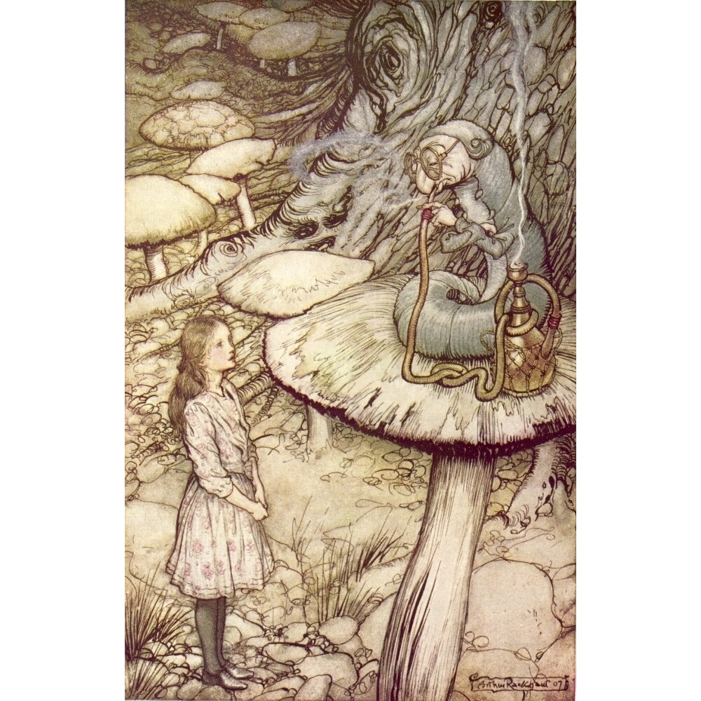 Posterazzi Alices Adventures in Wland 1907 Smoking Caterpillar Poster Print by A. Rackham