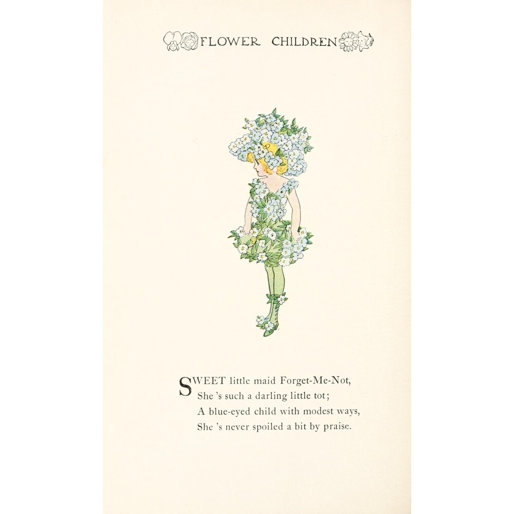 Posterazzi Flower Children 1910 Forget-me-not Poster Print by  M.T. Ross
