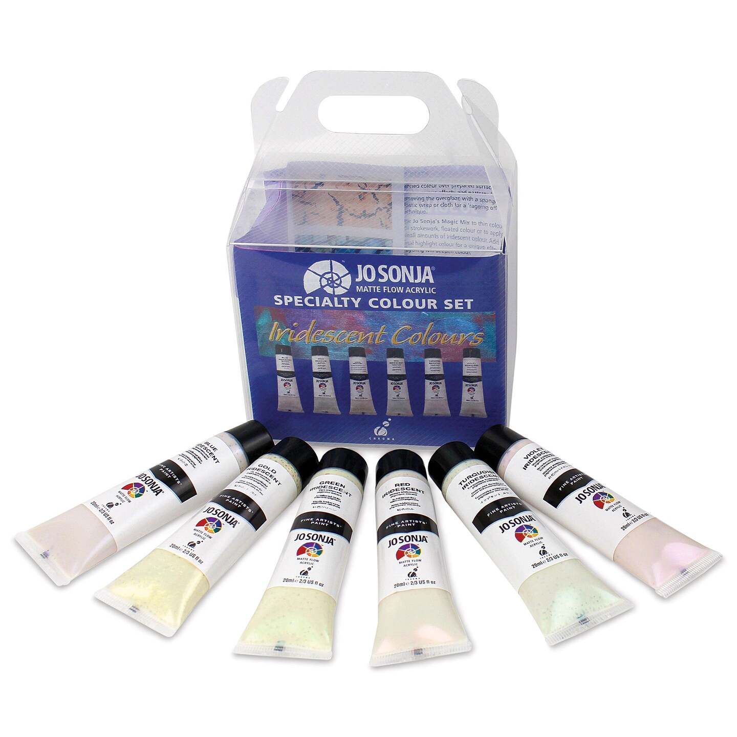 Chroma&#x2019;s Jo Sonja Specialty Acrylic Paints - Iridescent, Set of 6 Colors, 20 ml tubes