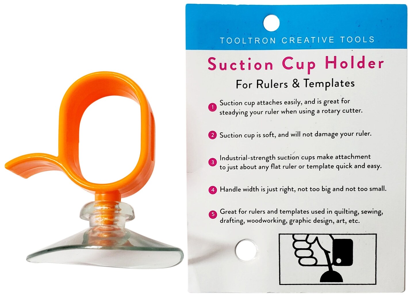 Tool Tron Suction Cup Holder For Rulers & Templates-Neon Orange