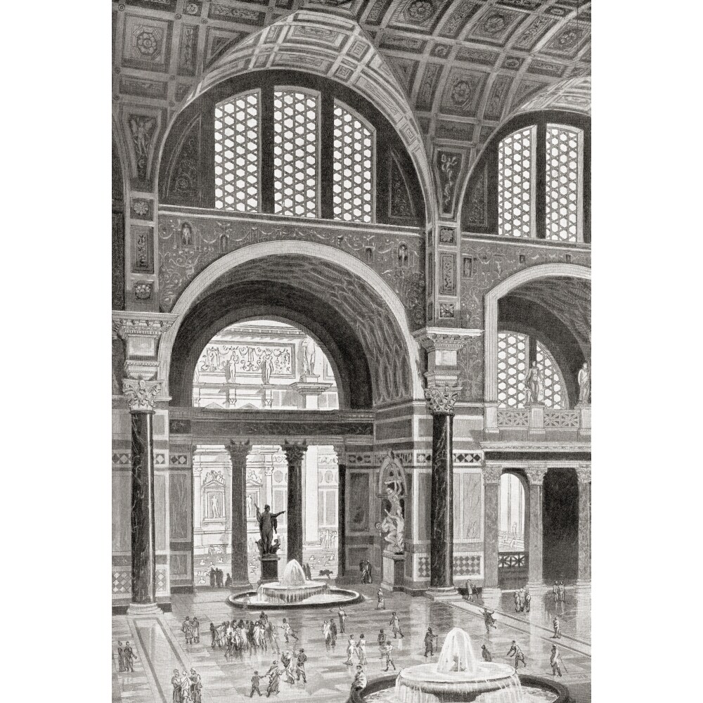 Posterazzi Artists reconstruction of the Baths of Caracalla  Rome  Italy. From Hutchinsons History of the Nations  published 1915.