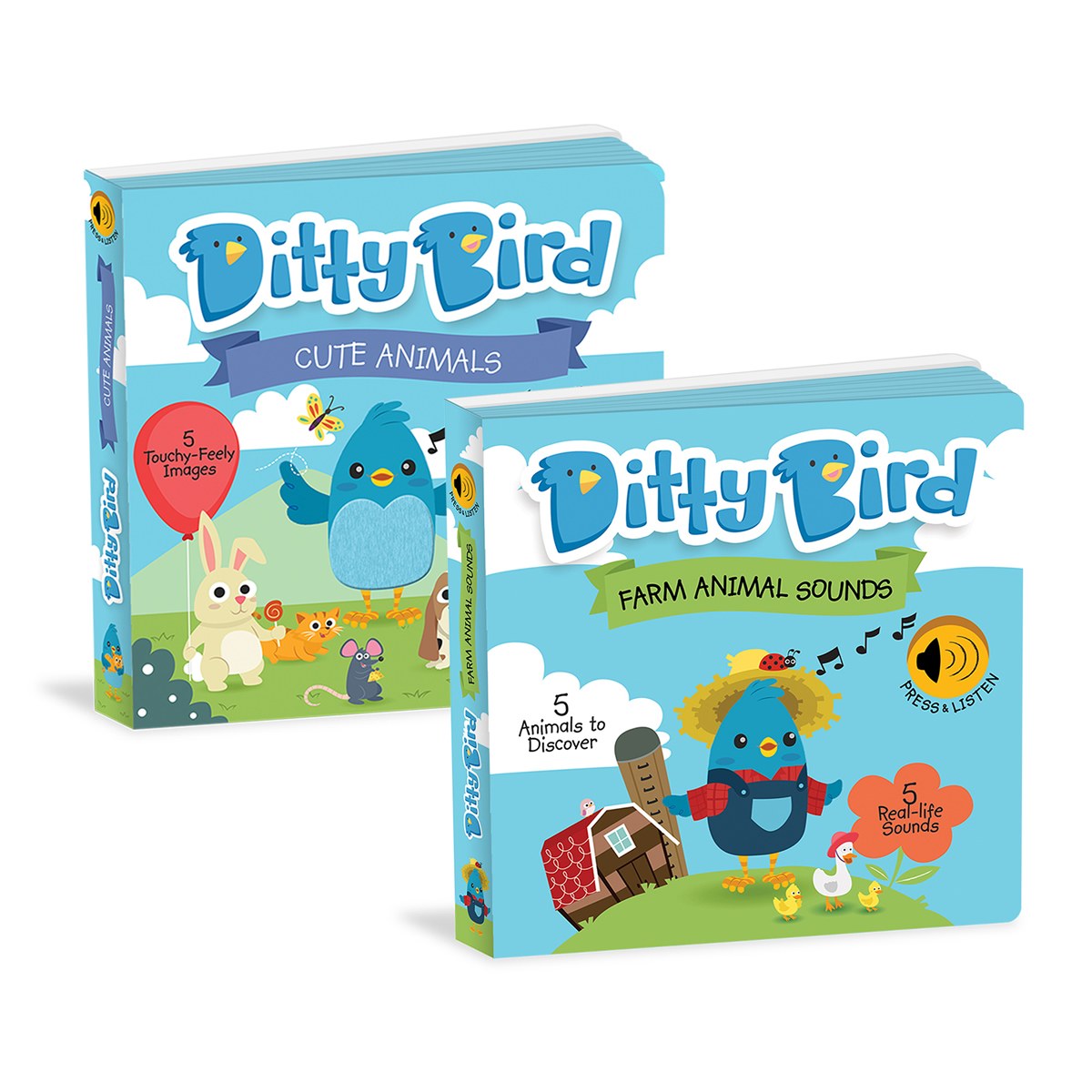 Ditty Bird Ditty Bird Farm Animal and Cute Animal Sound Books - Set of 2
