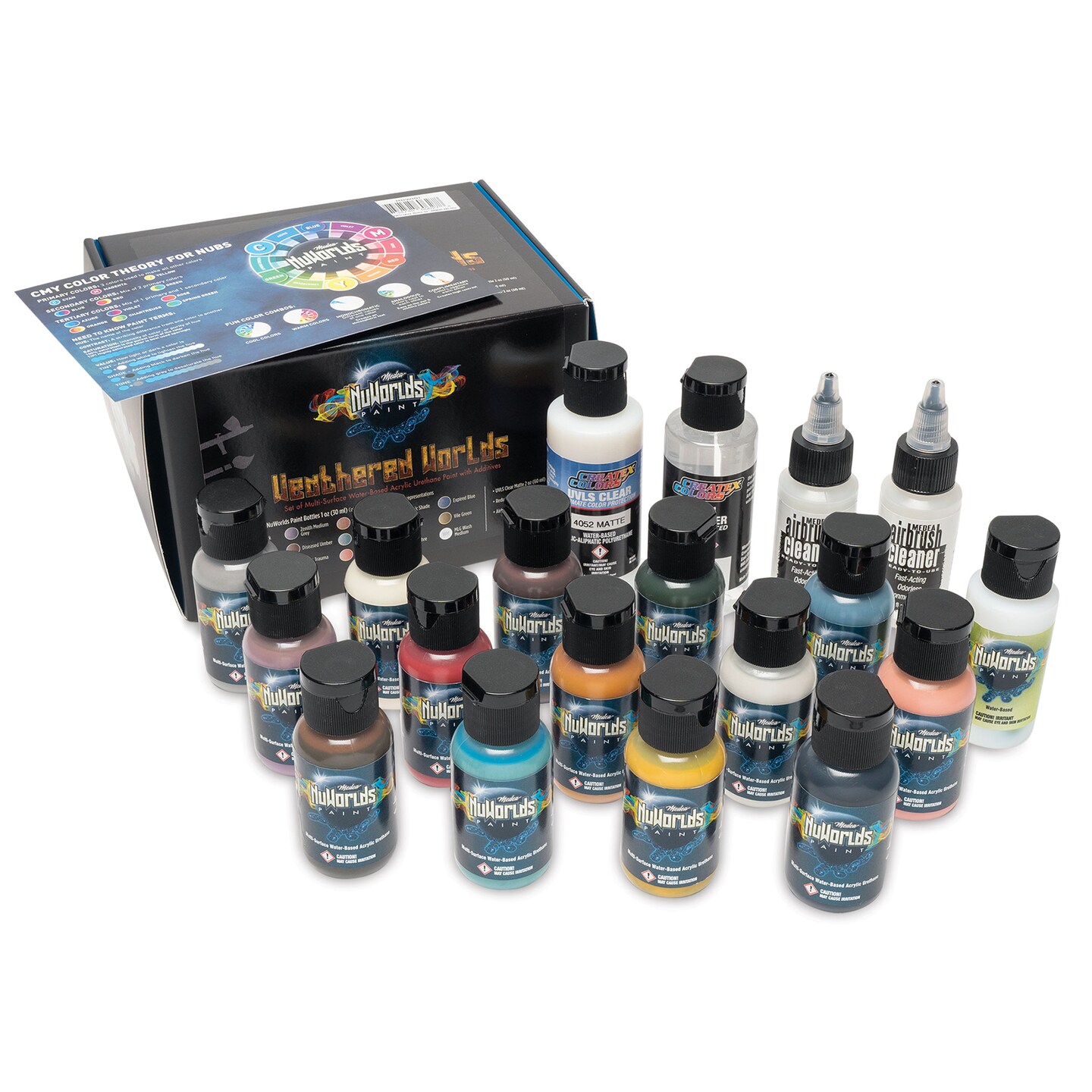 Iwata Medea NuWorlds Airbrush Paints - Weathered Worlds, Set of 19