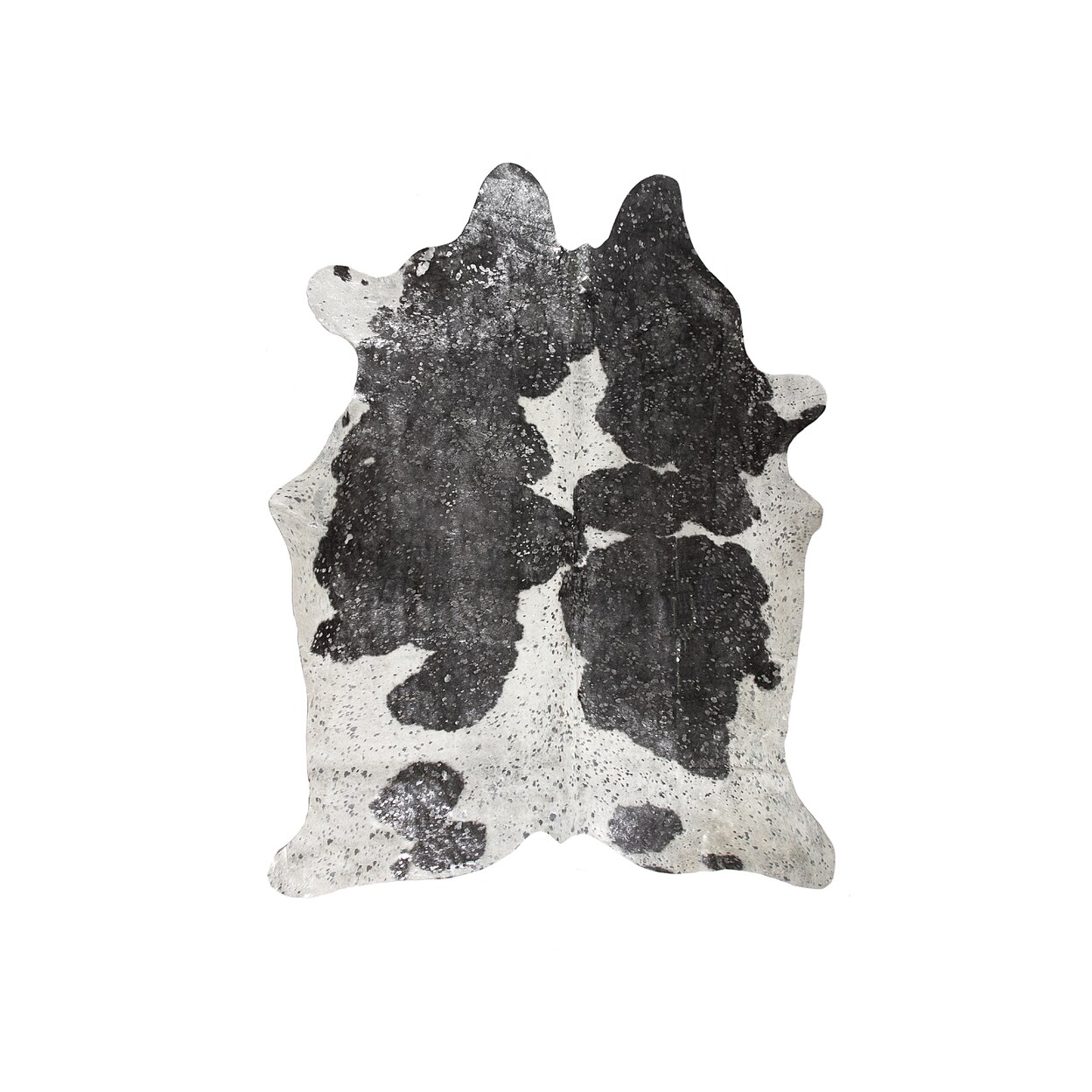 Natural Cowhide Rug Silver Black White 1-Piece Brazilian Leather