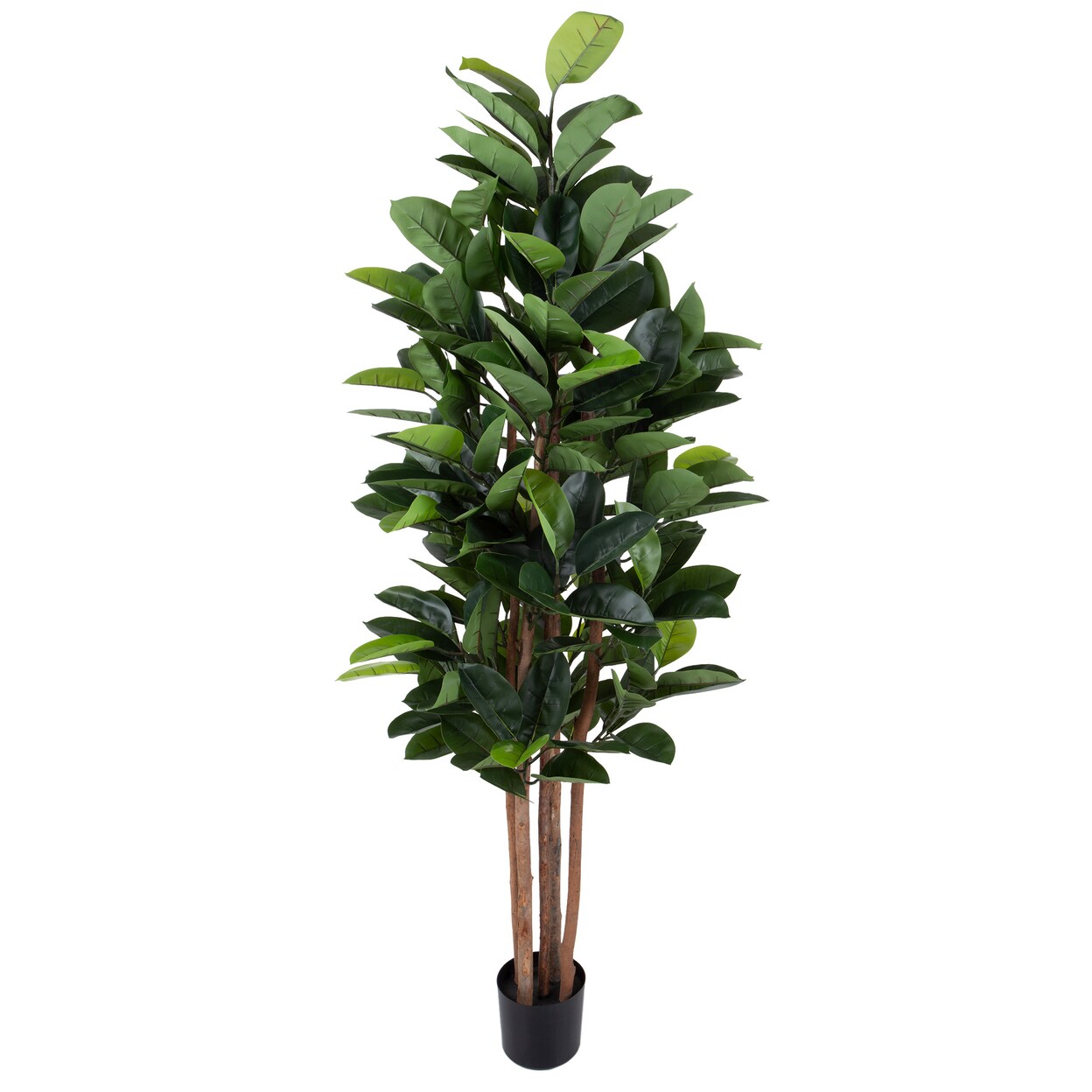 Pure Garden Artificial Rubber Plant 70-Inch Faux Tree with Natural Feel Leaves Indoor