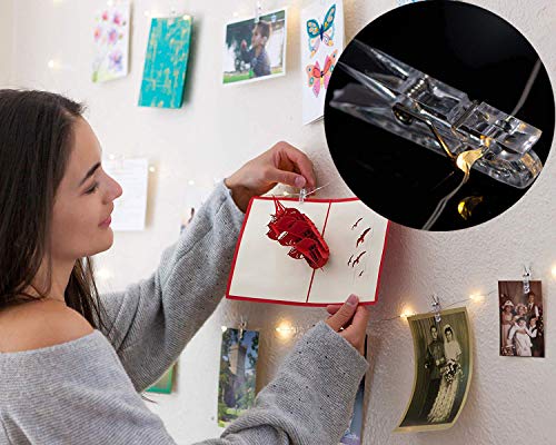 17Ft - 50 LED Photo Clip  Fairy String Lights with 50 Clear Clips for Hanging Pictures, Photo String Lights with Clips - Perfect Dorm Bedroom Wall Decor Wedding Decorations