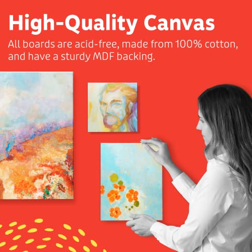 12 Pack Canvas for Painting , 8 x 10 Inch Blank White Canvas Boards - 100% Cotton Art Panels for Oil, Acrylic &#x26; Watercolor Paint