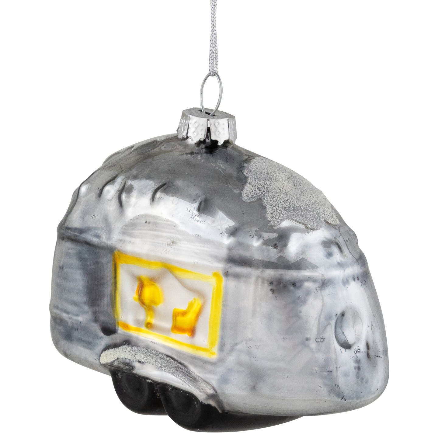 Northlight Teardrop Camper Glass Christmas Ornament - 4.25&#x22; - Silver
