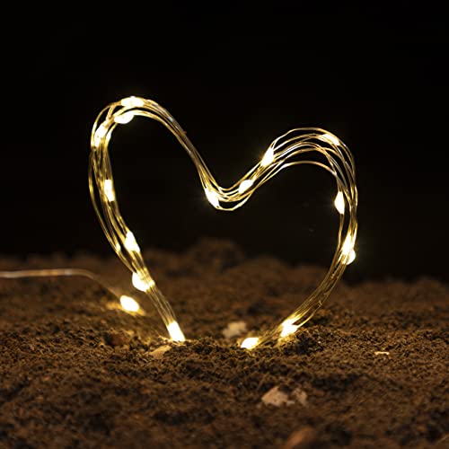 6 Pack Fairy Lights Battery Operated String Lights 7ft 20 Led Mason Jar Lights Waterproof Silver Wire Light Fireflies DIY Party Wedding Christmas Valentines Day Decoration(6 Pack,Warm White)