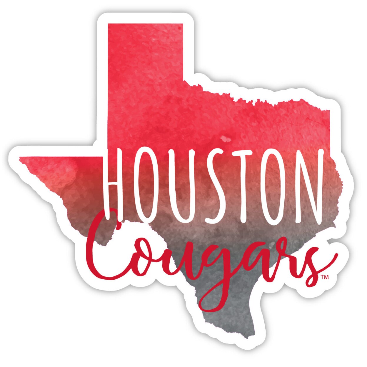 R and R Imports University of Houston Watercolor State Die Cut Decal 2-Inch