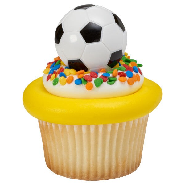 3D Soccer Ball Cupcake Rings, 12ct