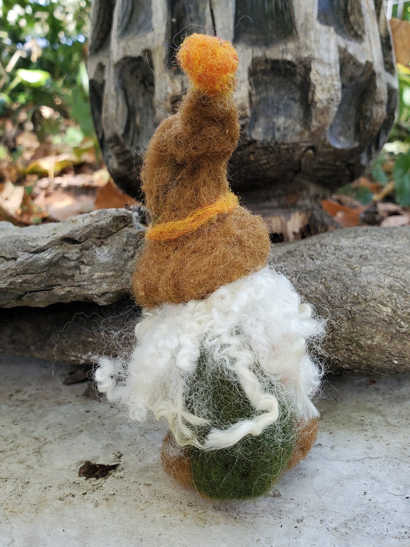 Gnome with handmade felt sheep, natural sheep's wool sculpture, decorative textile art, handmade on sale gnome needle felt