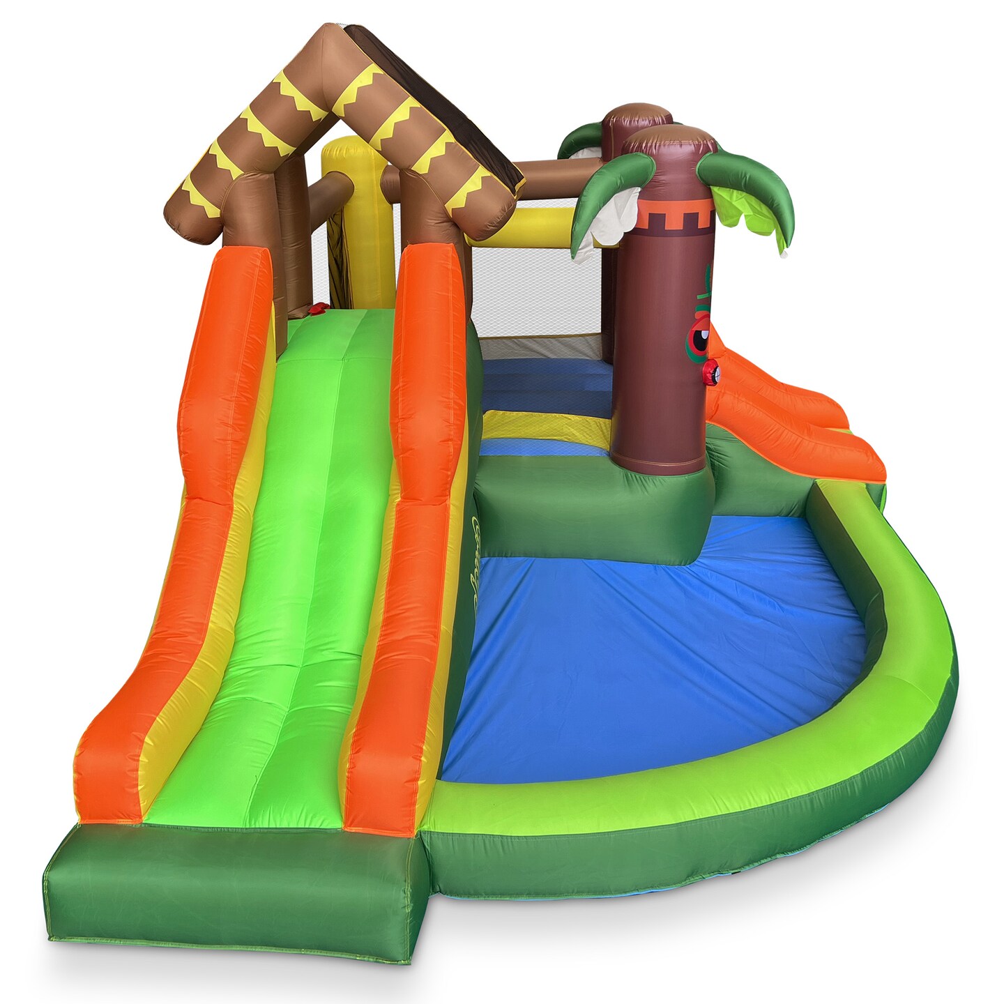 Cloud 9 Inflatable Jungle Bounce House with Blower, Bouncer for Kids with Two Slides, Jumping Area, and Ball Pit