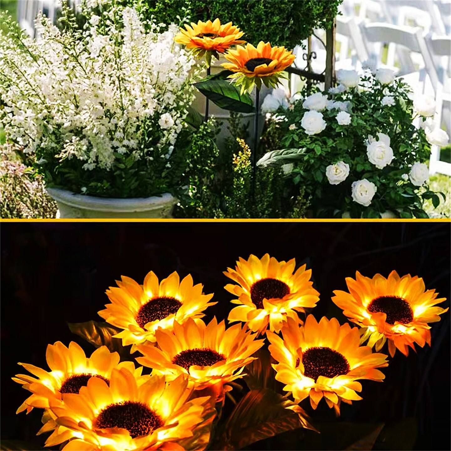 2 Pcs Solar Flowers LED Light Outdoor Garden Yard Stake Solar Flower Lights