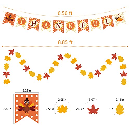 Thanksgiving Decorations 40 PCS, Pre-Assembled Thanksgiving Banner, Hanging Swirls, Fall Leaves Garland and Honeycomb Pumpkins for Thanksgiving Decor, Fall decor, Thanksgiving Decorations for Home