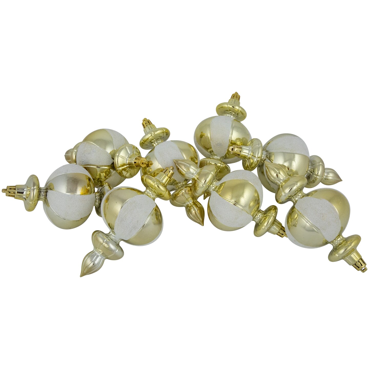 Northlight 8ct Champagne Shiny Finish Shatterproof Finial Christmas Ornaments, 6&#x22;