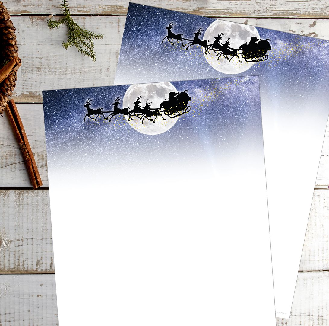 Great Papers! Moonlight Santa Holiday Letterhead, Invitations and Announcements, Printer Friendly, 8.5&#x22;x11&#x22;, 50 Pack