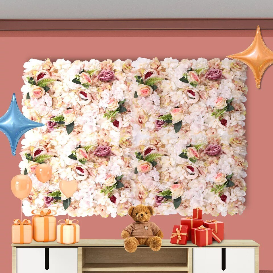 6Pcs Artificial Flower Wall Panels Wedding Party Backdrop Home DIY Peonies Decor