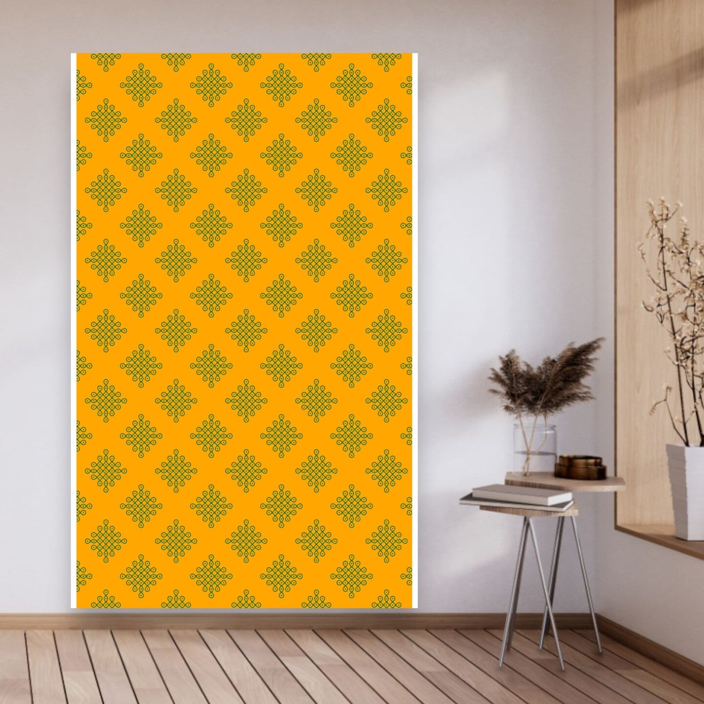 Kolam Rangoli Backdrop Indian Traditional Cloth Backdrop Photo Decor Banner Pooja Room Decor Decorative Cloth Dot Kolam Backdrop for Diwali Ganesha Puja Wedding Housewarming Gift