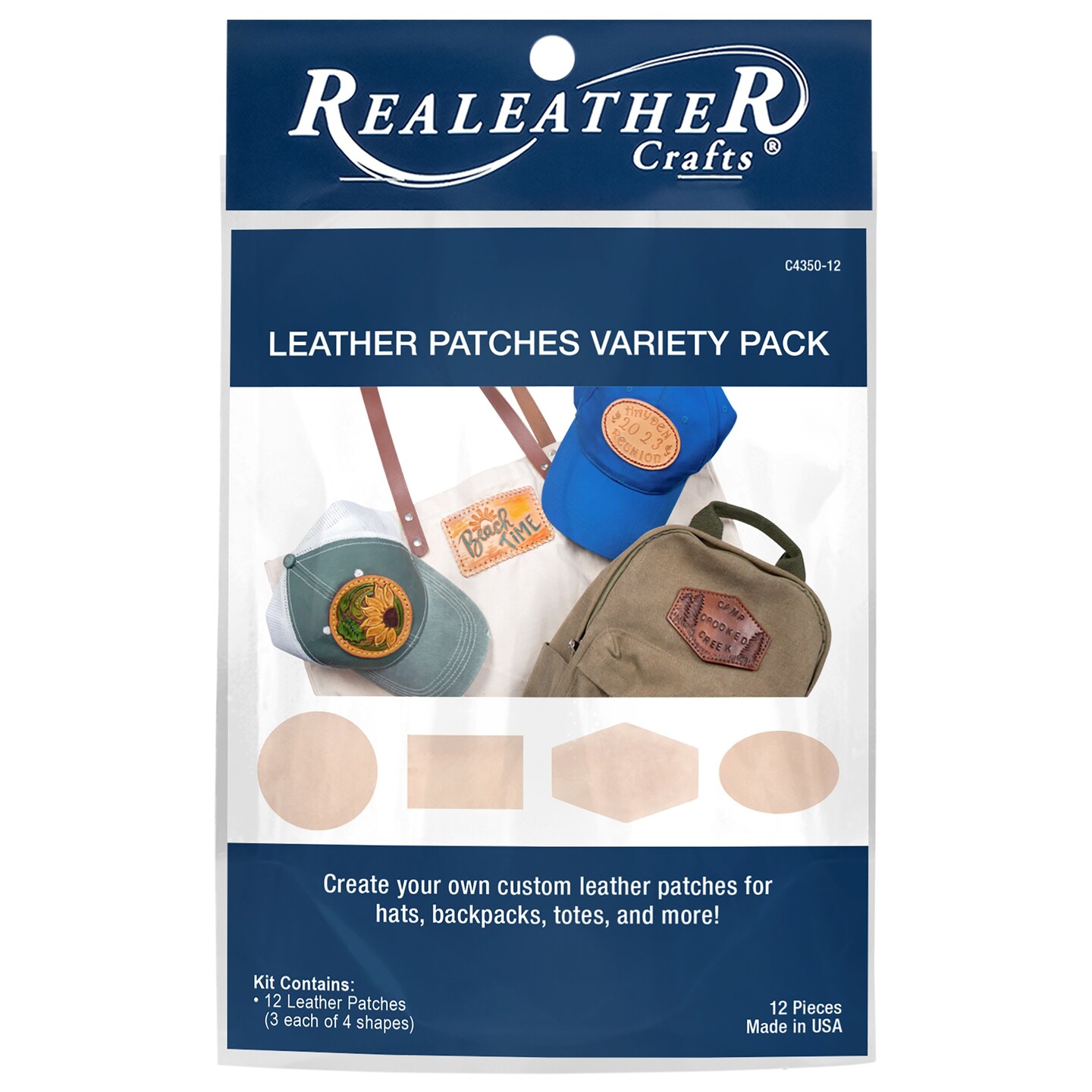 Realeather(R) Crafts Leather Patch Variety Pack 12/Pkg