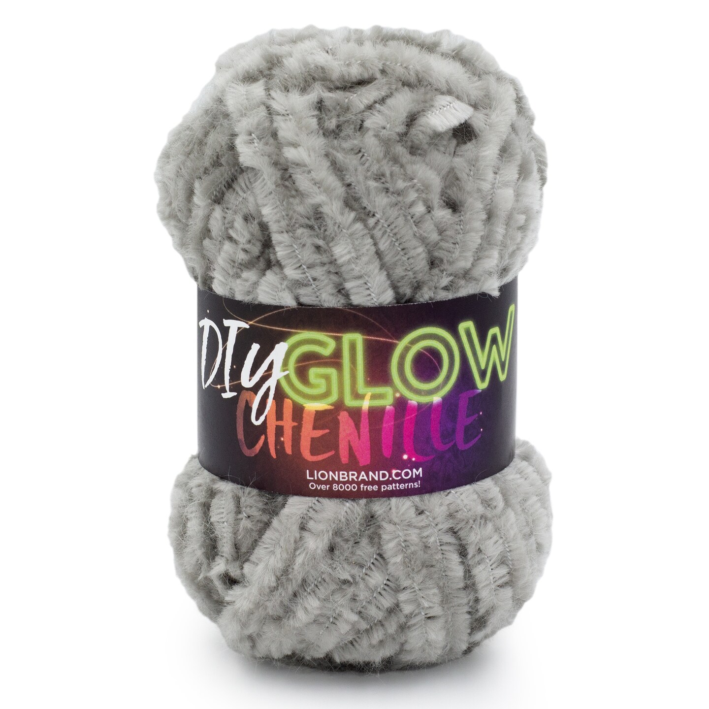 Lion Brand DIY Glow Chenille Yarn-Grey
